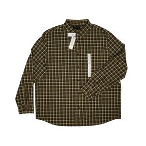 NWT Banana Republic Organic Cotton Plaid Slim Untucked LS Button Shirt Men XXL